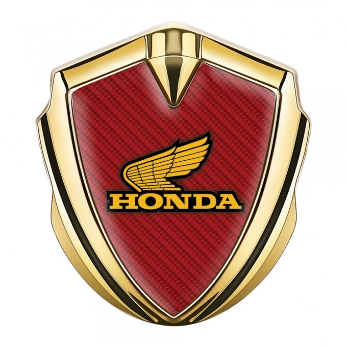 Honda Bodyside Emblem Self Adhesive Gold Red Carbon Winged Edition