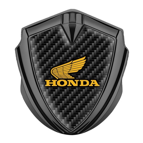 Honda Emblem Badge Self Adhesive Graphite Black Carbon Dark Outline