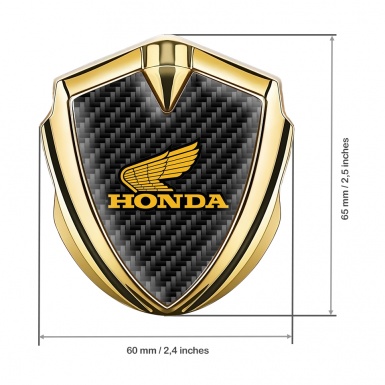 Honda Emblem Badge Self Adhesive Gold Black Carbon Dark Outline