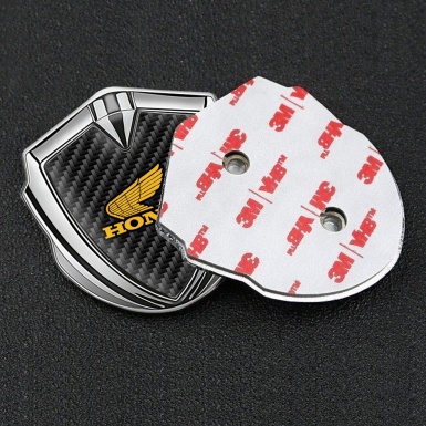 Honda Emblem Badge Self Adhesive Silver Black Carbon Dark Outline