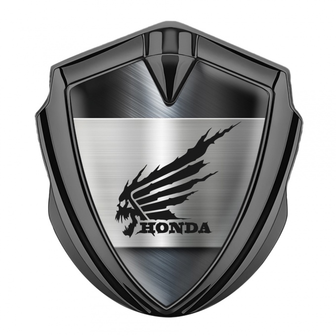 Honda Emblem Fender Badge Graphite Metallic Theme Skull Logo Edition
