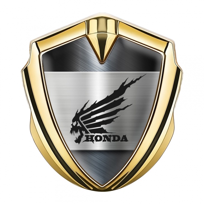 Honda Emblem Fender Badge Gold Metallic Theme Skull Logo Edition