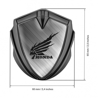 Honda Fender Emblem Metal Graphite Brushed Aluminum Black Skull Logo