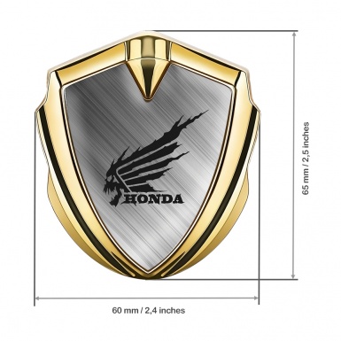 Honda Fender Emblem Metal Gold Brushed Aluminum Black Skull Logo