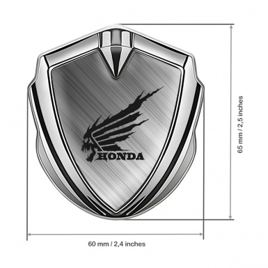 Honda Fender Emblem Metal Silver Brushed Aluminum Black Skull Logo