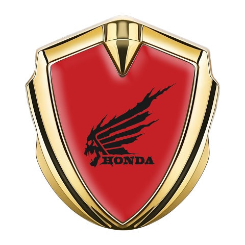 Honda Emblem Bodyside Emblem Badge Gold Red Base Skull Edition