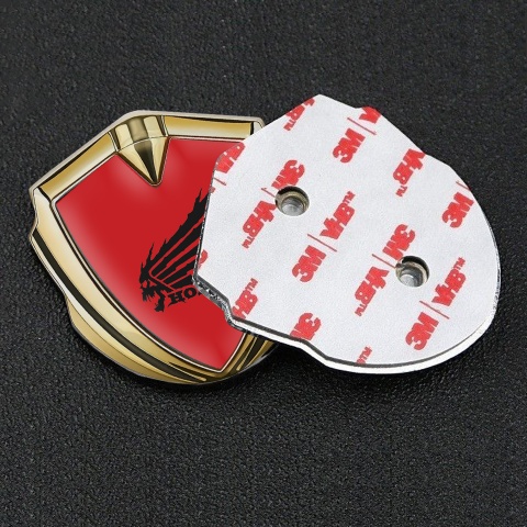 Honda Emblem Bodyside Emblem Badge Gold Red Base Skull Edition