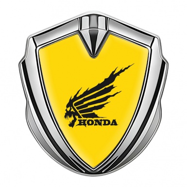 Honda Trunk Emblem Badge Silver Yellow Theme Skull Logo Design