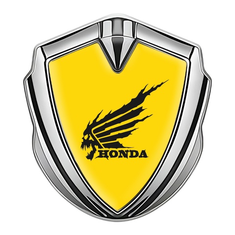 Honda Trunk Emblem Badge Silver Yellow Theme Skull Logo Design