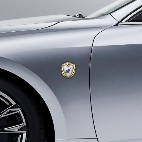 Honda Bodyside Emblem Self Adhesive Gold White Carbon Skull Design