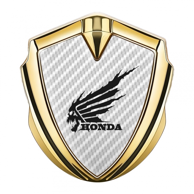 Honda Bodyside Emblem Self Adhesive Gold White Carbon Skull Design