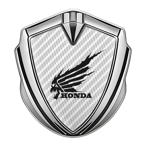 Honda Bodyside Emblem Self Adhesive Silver White Carbon Skull Design
