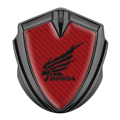 Honda Emblem Badge Self Adhesive Graphite Red Carbon Skull Edition