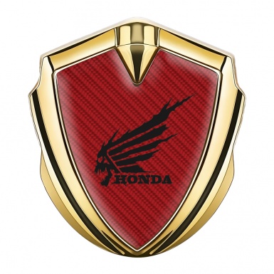 Honda Emblem Badge Self Adhesive Gold Red Carbon Skull Edition
