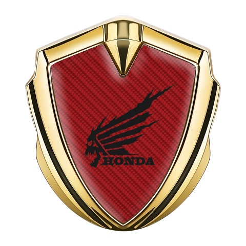 Honda Emblem Badge Self Adhesive Gold Red Carbon Skull Edition