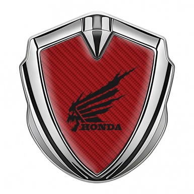 Honda Emblem Badge Self Adhesive Silver Red Carbon Skull Edition