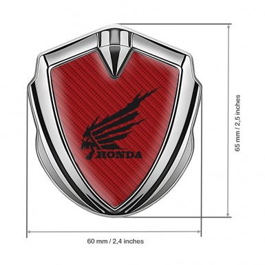 Honda Emblem Badge Self Adhesive Silver Red Carbon Skull Edition