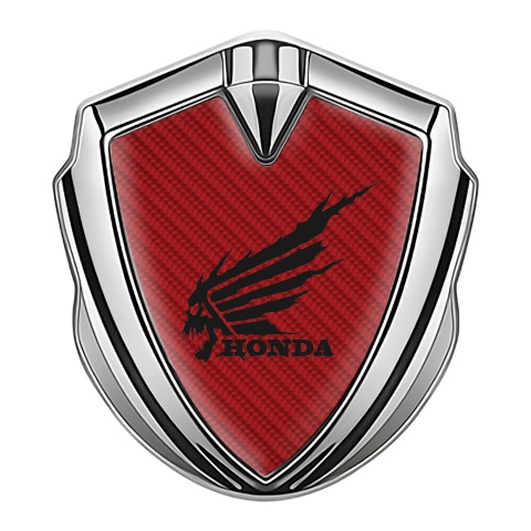 Honda Emblem Badge Self Adhesive Silver Red Carbon Skull Edition