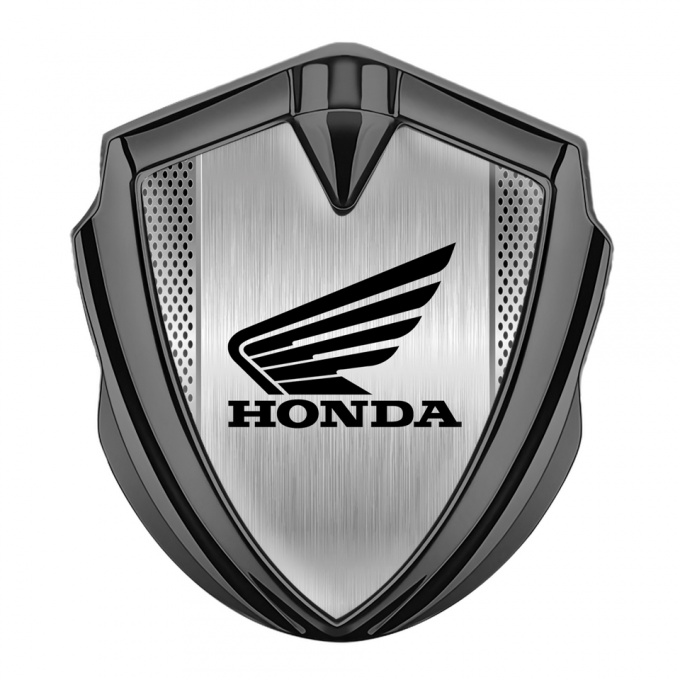 Honda Fender Emblem Badge Graphite Light Mesh Winged Logo