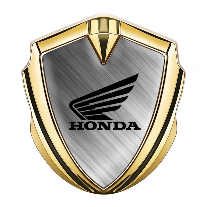 Honda Bodyside Emblem Badge Gold Steel Strokes Winged Design