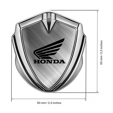 Honda Bodyside Emblem Badge Silver Steel Strokes Winged Design