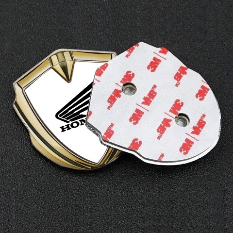 Honda Trunk Emblem Badge Gold White Foundation Black Logo