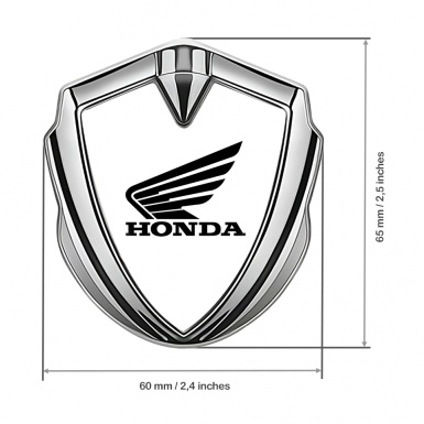 Honda Trunk Emblem Badge Silver White Foundation Black Logo
