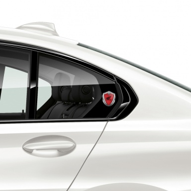 Honda Bodyside Domed Emblem Silver Crimson Base Black Winged Design