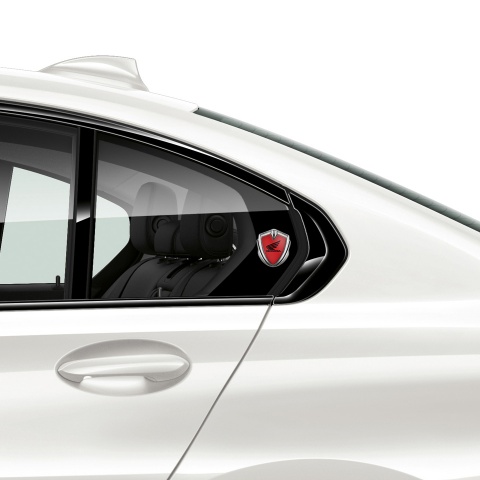Honda Bodyside Domed Emblem Silver Crimson Base Black Winged Design