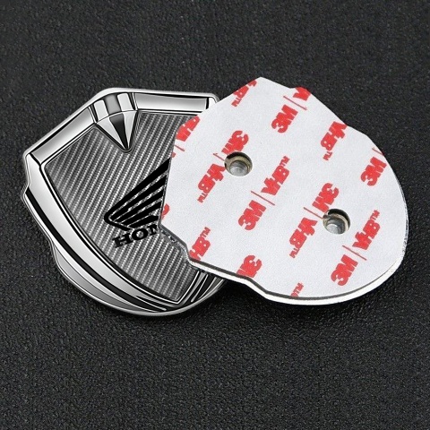 Honda Metal Emblem Self Adhesive Silver Light Carbon Winged Edition