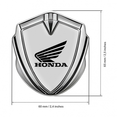 Honda Emblem Badge Self Adhesive Silver Moon Grey Winged Design