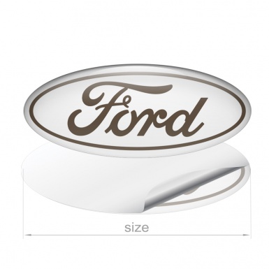 Ford Emblem Silicone Sticker Classic White Brown