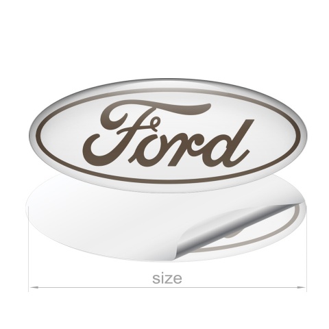 Ford Emblem Silicone Sticker Classic White Brown