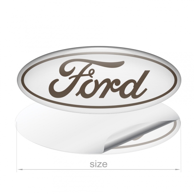 Ford Emblem Silicone Sticker Classic White Brown
