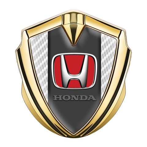 Honda Emblem Trunk Badge Gold White Carbon Center Panel Red Logo