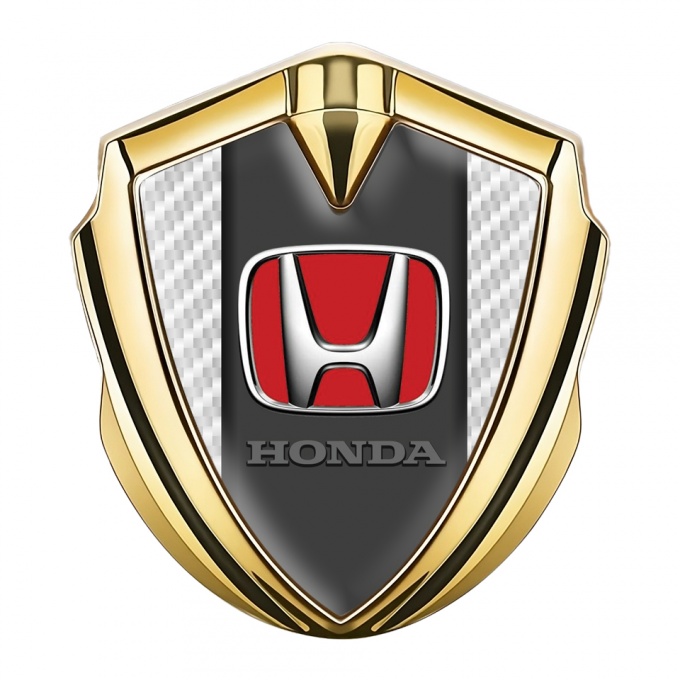 Honda Emblem Trunk Badge Gold White Carbon Center Panel Red Logo