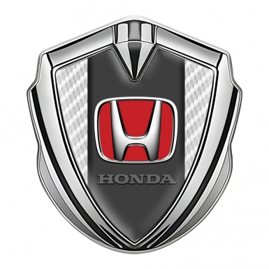 Honda Emblem Trunk Badge Silver White Carbon Center Panel Red Logo