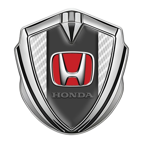 Honda Emblem Trunk Badge Silver White Carbon Center Panel Red Logo