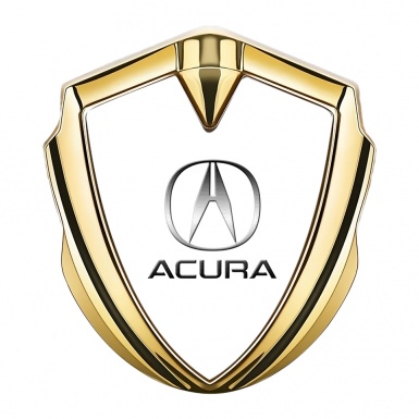 Acura Trunk Emblem Badge Gold White Theme Brushed Design