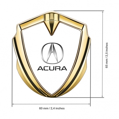 Acura Trunk Emblem Badge Gold White Theme Brushed Design