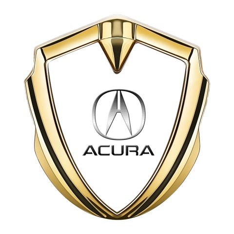 Acura Trunk Emblem Badge Gold White Theme Brushed Design