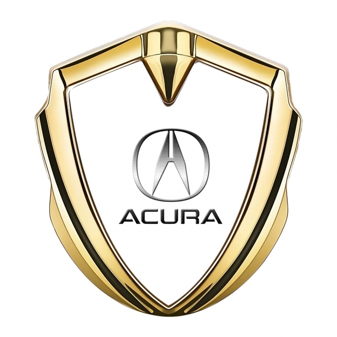 Acura Trunk Emblem Badge Gold White Theme Brushed Design