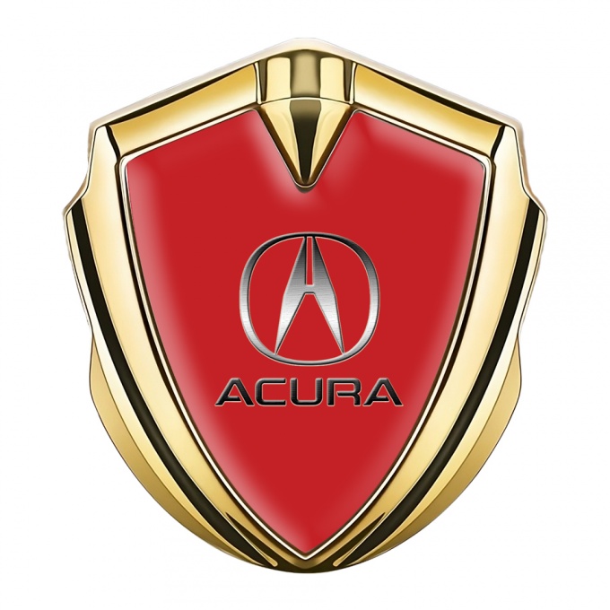Acura Bodyside Domed Emblem Gold Red Base Metallic Design