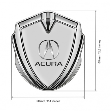 Acura Metal Emblem Self Adhesive Silver Moon Grey Metallic Logo