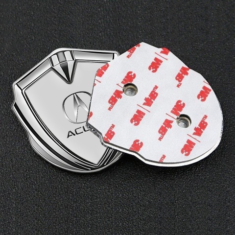 Acura Metal Emblem Self Adhesive Silver Moon Grey Metallic Logo