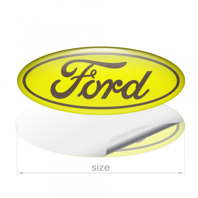 Ford Emblem Silicone Sticker Classic Yellow Brown