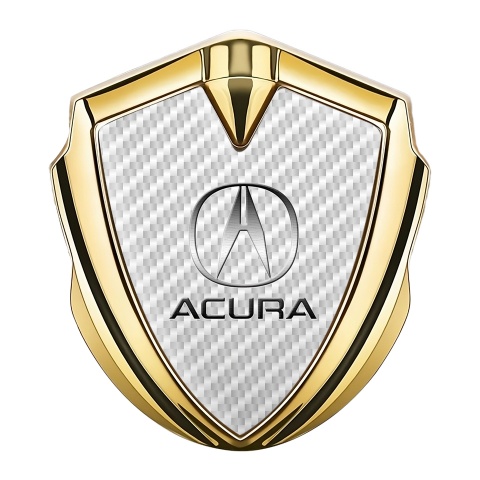 Acura 3D Car Metal Domed Emblem Gold White Carbon Classic Logo