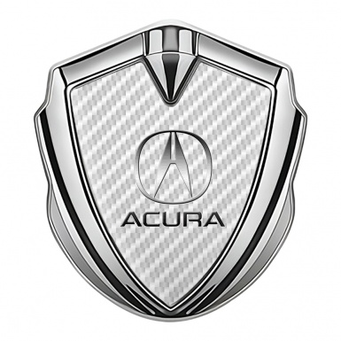 Acura 3D Car Metal Domed Emblem Silver White Carbon Classic Logo