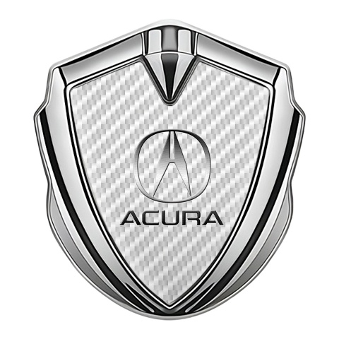 Acura 3D Car Metal Domed Emblem Silver White Carbon Classic Logo