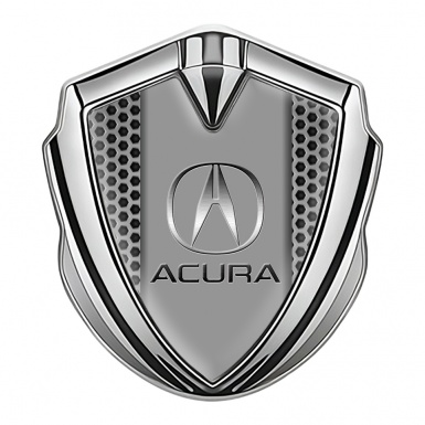 Acura Fender Emblem Badge Silver Grey Honeycomb Classic Logo